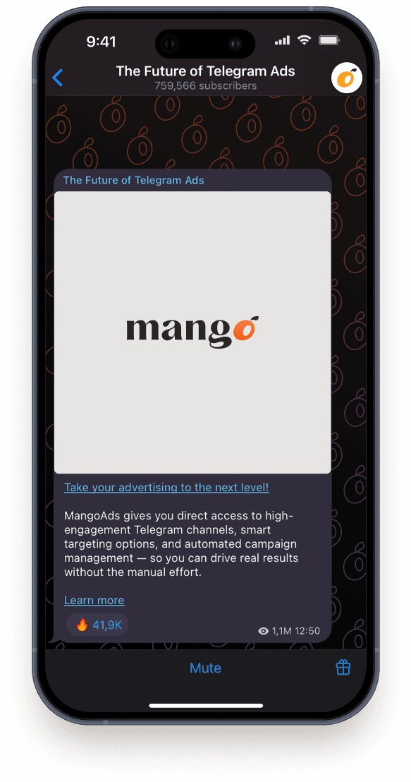 MangoAds Telegram Ad Post